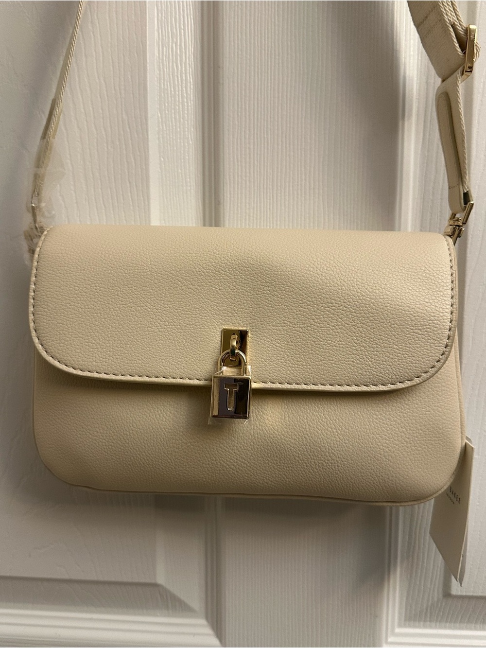 Ted Baker Cream Crossbody Bag with Gold Lock Detail